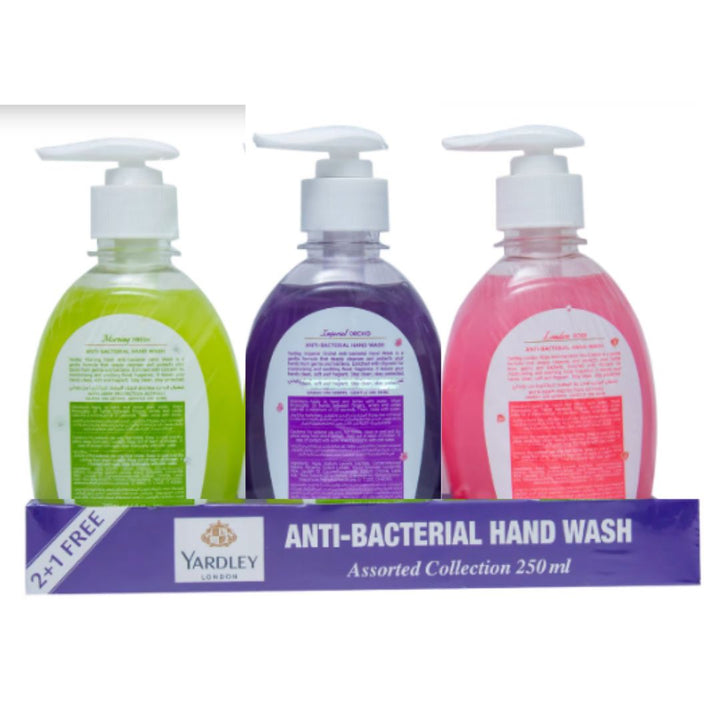 Yardley London 2 + 1 Antibacterial Hand Wash (London Rose, Imperial Orchid & Morning Fresh), 3 x 250ml